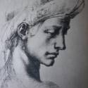 Michelangelo HEAD OF A YOUNG WOMAN (XVI C) Red Chalk