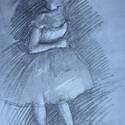 Degas STUDY FOR THE CAMEO PAINTING REHEARSAL OF A BALLET ON STAGE Charcoal and Chalk on Pinkish Paper