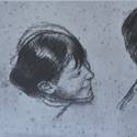Degas THREE STUDIES FOR A DANCER'S HEAD Charcoal and Pastel